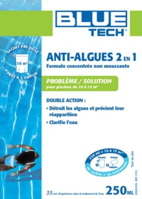 Anti-Algues Unidose 10-15 m³ 250ml pour Piscine