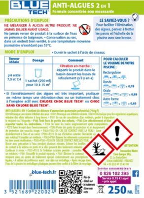 Anti-Algues Unidose 10-15 m³ 250ml pour Piscine