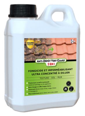 Anti Dépôt Vert Guard 2en1 Nettoyant Imperméabilisant Invisible Anti Champignon Lichen Tous Matériaux 1L 50m²