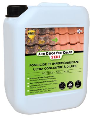 Anti Dépôt Vert Guard 2en1 Nettoyant Imperméabilisant Invisible Anti Verdissure 5 L traite 250 m²
