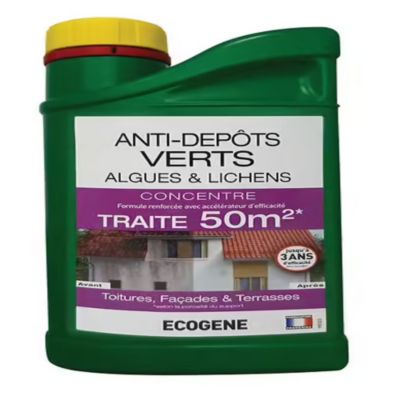 Anti depots verts algues lichens concentré curatif préventif 1 l pour 50 M² tous supports ECOGENE