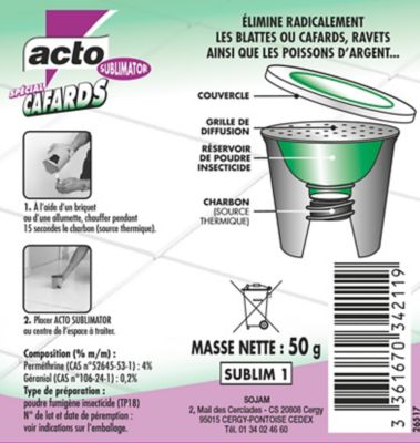 Anti-insectes, 50 gr pour 150 m³ Acto