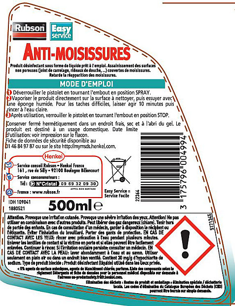 Anti-moisissures 500ml Rubson multi-surface