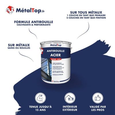 Antirouille Acier - Metaltop -  Noir signalisation - Bombe 400mL