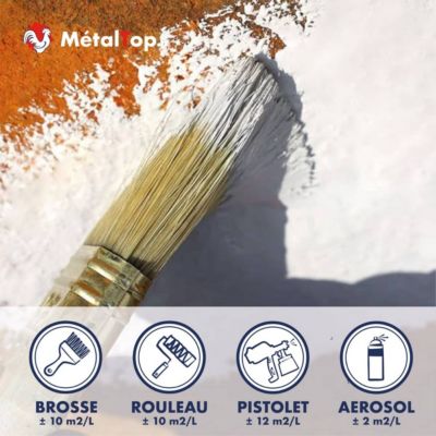 Antirouille Blanc - Blanc pur - RAL 9010 - Bombe 400 ml - Métaltop