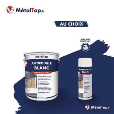 Antirouille Blanc - Blanc pur - RAL 9010 - Bombe 400 ml - Métaltop