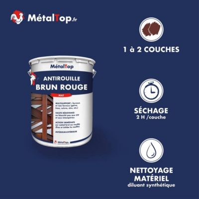 Antirouille Brun Rouge - Metaltop -  - Pot 1L