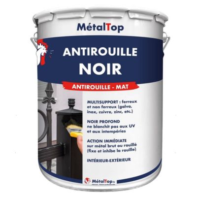 Antirouille Noir - Metaltop -  Noir signalisation - Pot 1L