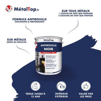 Antirouille Noir - Metaltop -  Noir signalisation - Pot 1L