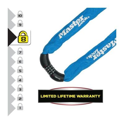 Antivol chaîne pour vélo - MASTER LOCK - Chaîne Antivol Vélo - 90 cm x 8 mm - Haute Sécurité