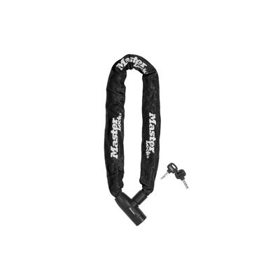 Antivol Master Lock Chaîne en acier cémenté avec serrure intégrée à clé 90 cm x 8 mm Noir