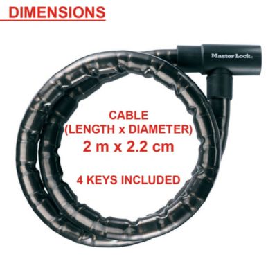Antivol pour vélo Master Lock Noir 2000mm