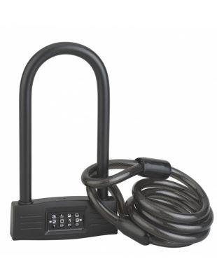 Antivol U à combinaison UP, 4 chiffres, vélo, câble acier, 12mmx120mm - THIRARD