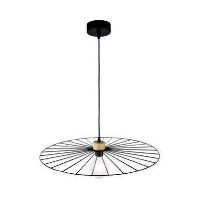 Antonella Lampe Suspendue 1xE27 Max.60W Chêne huilé/Métal Noir/Câble en Tissu Noir