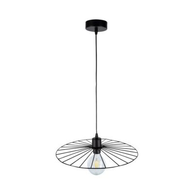 Antonella Lampe Suspendue 1xE27 Max.60W Métal Noir/Câble en Tissu Noir