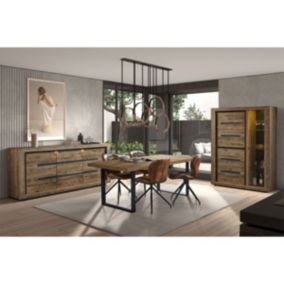 ANTONIN - Ensemble Complet Buffet 3 Portes et Table 170 cm Aspect Bois Finition Tropix