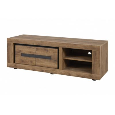 ANTONIN - Meuble TV 1 Double Porte et 2 Niches Aspect Bois Finition ...