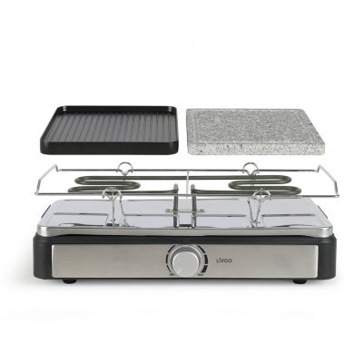 Appareil a raclette LIVOO - 8 personnes - plateaux amovibles en pierre et fonte d'aluminium