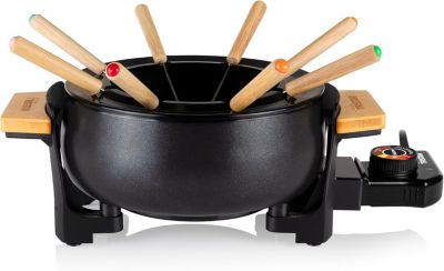 Appareil à fondue bois et bambou 1000 W pour 8 personnes
