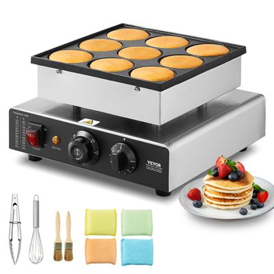 Appareil à pancake 9 pièces 76 mm, 850W, crêpière commerciale inox, réglable Température
