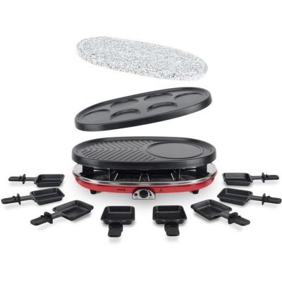 Appareil à Raclette 4 en 1 - 8 personnes - 6 mini crepes - Grill - Température réglable - 1500W -