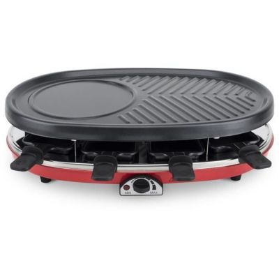 Appareil à Raclette 4 en 1 - 8 personnes - 6 mini crepes - Grill - Température réglable - 1500W -