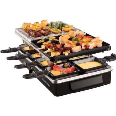 Appareil Raclette - Multifonction 3 en 1 - 8 Personnes - 1400W - Pierre de Cuisson - Grill