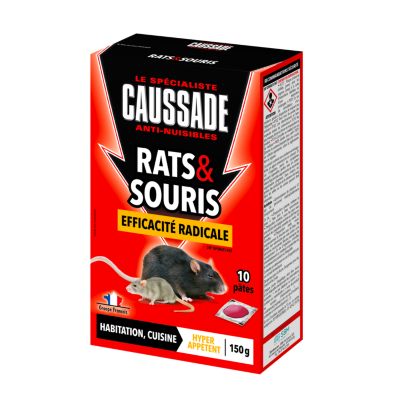 Appât anti-rats et anti-souris en pâte prêt à l'emploi Caussade x10 sachets