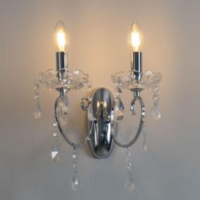 Applique 2 bras cristal baroque pampilles argent - Pavia