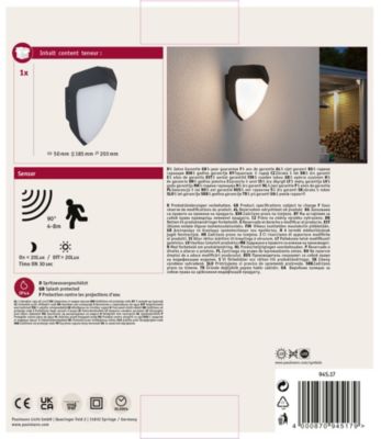 Applique d'extérieur LED Ikosea Détecteur de mouvement crépusculaire (IR) résistant à l'eau de mer IP44 50x203 mm 3000K 4,4W 350lm