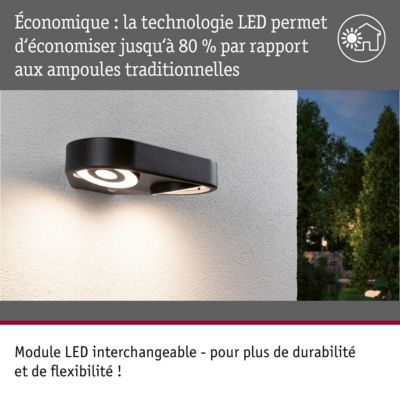 Applique d'extérieur LED Silma Détecteur de mouvement crépusculaire (IR) Double émission lumineuse IP44 carré 280x176 mm 3000K 2x5