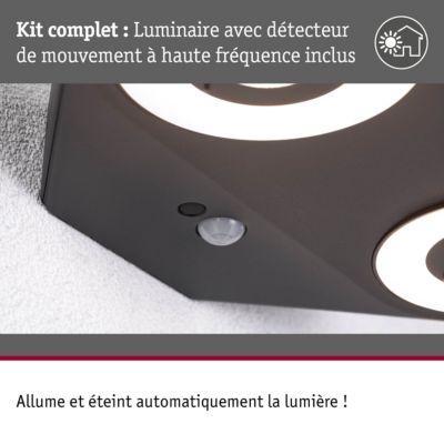 Applique d'extérieur LED Silma Détecteur de mouvement crépusculaire (IR) Double émission lumineuse IP44 carré 280x176 mm 3000K 2x5