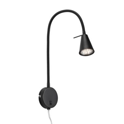 Applique de chevet LED 1 spot - Bras flexible 50 cm - Interrupteur - GU10 47 W 350 lm - Noir - IP20 - Blanc chaud - Briloner