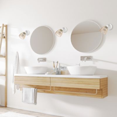 Applique de salle de bain Cintoia blanc et rotin A60 Standard IP44 Eglo