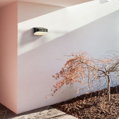 Applique demi lune ABS plastique Gris et polycarbonate givré avec detect infrarouge 1.2w 160 Lumens 3000k SOLAR LED