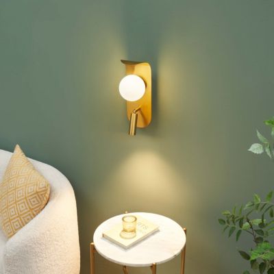 Applique dorée glamour avec interrupteur liseuse et boule en verre - Matalia