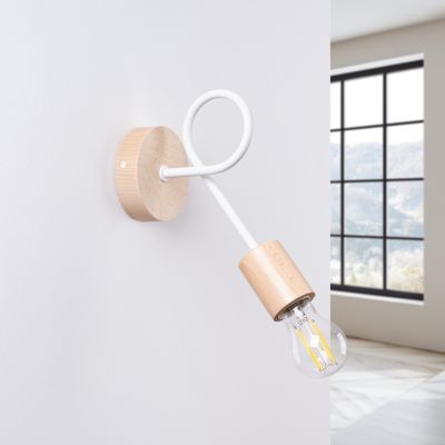 Applique en acier/bois 1 ampoule 4000K - 10x19x24cm Sollux