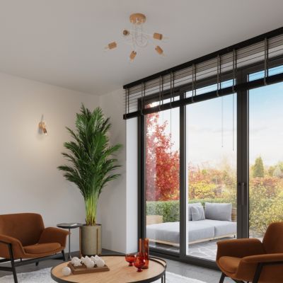 Applique en acier/bois 1 ampoule 4000K - 10x19x24cm Sollux