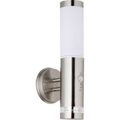 Applique extérieure avec détecteur de mouvement, E27 60 W, finition aluminium satinée, IP44, hauteur 38 cm