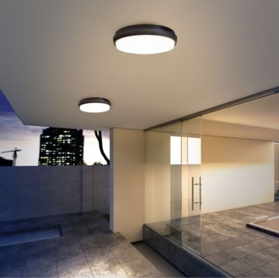 Applique extérieure LED 'Mio' D: 17,5 cm en métal et plastique anthracite, IP54 pour entrée, balcon, terrasse