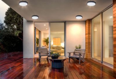 Applique extérieure LED 'Mio' D: 17,5 cm en métal et plastique anthracite, IP54 pour entrée, balcon, terrasse