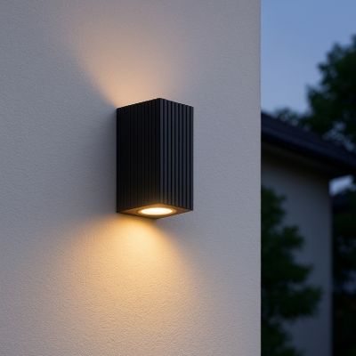 Applique extérieure murale LED double tête GU10 noir 20 W IP44 H.16,5 cm Brilliant Jelani