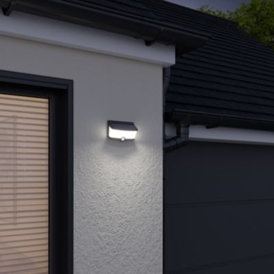 Applique extérieure murale LED solaire noir 6,3 W IP44 détecteur de mouvement H.5,3 cm