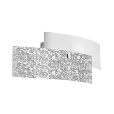 Applique Lara 2 lumières E14 verre blanc feuille d'argent - Applique au style élégant 46x18cm, max 2x42W, ampoule exclue