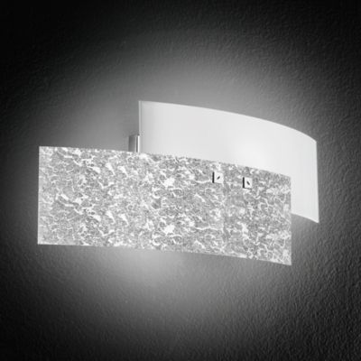 Applique Lara 2 lumières E14 verre blanc feuille d'argent - Applique au style élégant 46x18cm, max 2x42W, ampoule exclue
