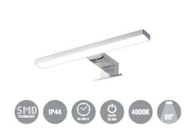 Applique LED 30 cm pour miroir de salle de bain YUM - IP44 - 4000K - Chromé