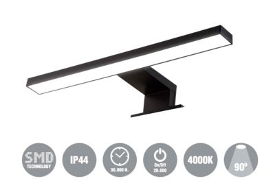 Applique LED 30 cm pour miroir de salle de bain YUM - IP44 - 4000K - Noir