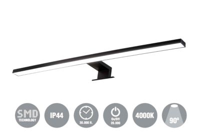 Applique LED 60 cm pour miroir de salle de bain YUM - IP44 - 4000K - Noir