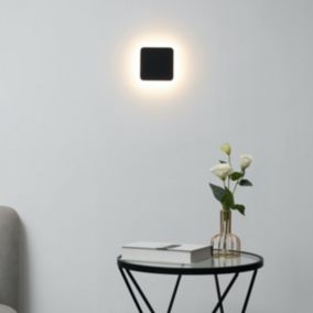 Applique LED carrée bords arrondis minimaliste noire - Eporedia