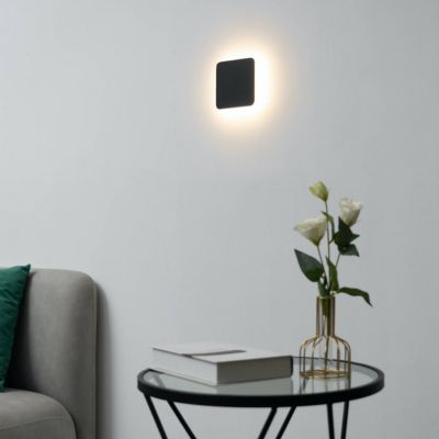 Applique LED carrée bords arrondis minimaliste noire - Eporedia